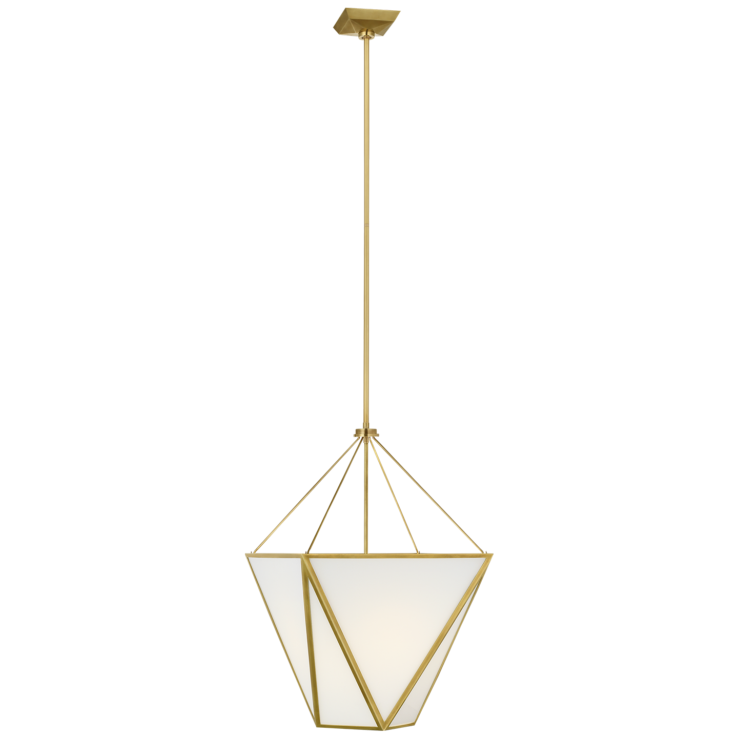 Lorino 17" Tapered Lantern | Hand-Rubbed Antique Brass | White Glass