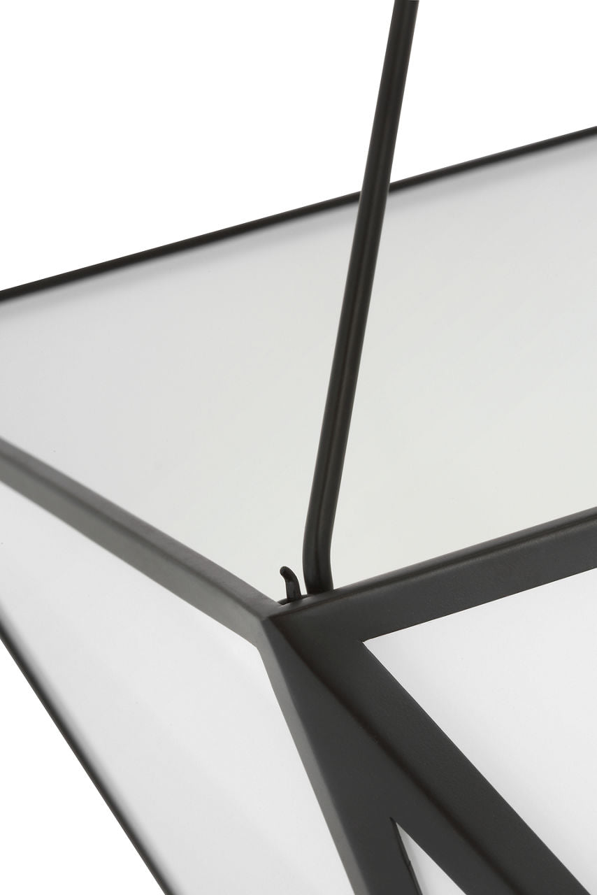 Lorino 17" Tapered Lantern | Modern Iron | White Glass