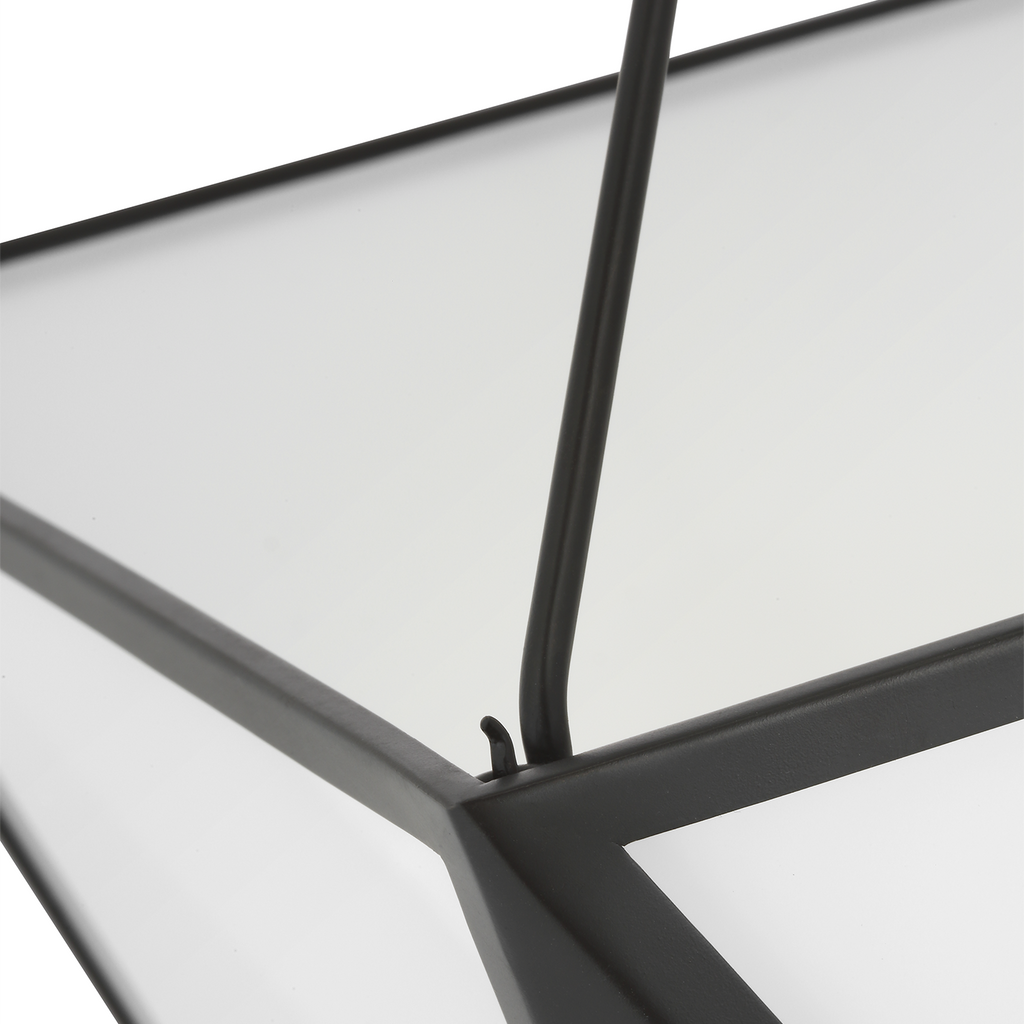 Lorino 17" Tapered Lantern | Modern Iron | White Glass