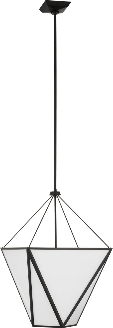 Lorino 17" Tapered Lantern | Modern Iron | White Glass