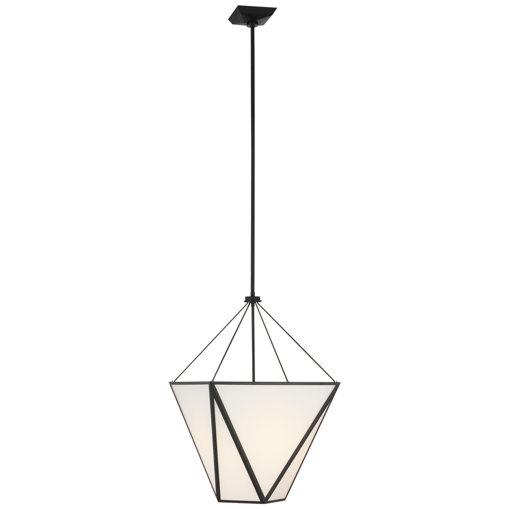 Lorino 17" Tapered Lantern | Modern Iron | White Glass