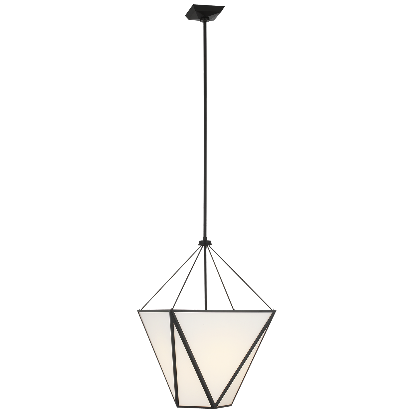 Lorino 17" Tapered Lantern | Modern Iron | White Glass