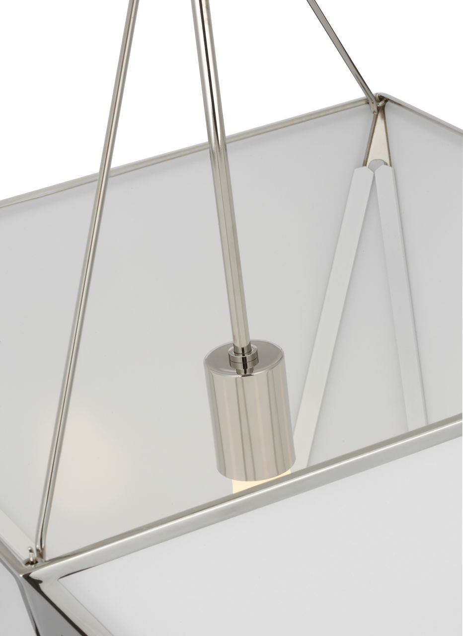 Lorino 17" Tapered Lantern | Polished Nickel | White Glass