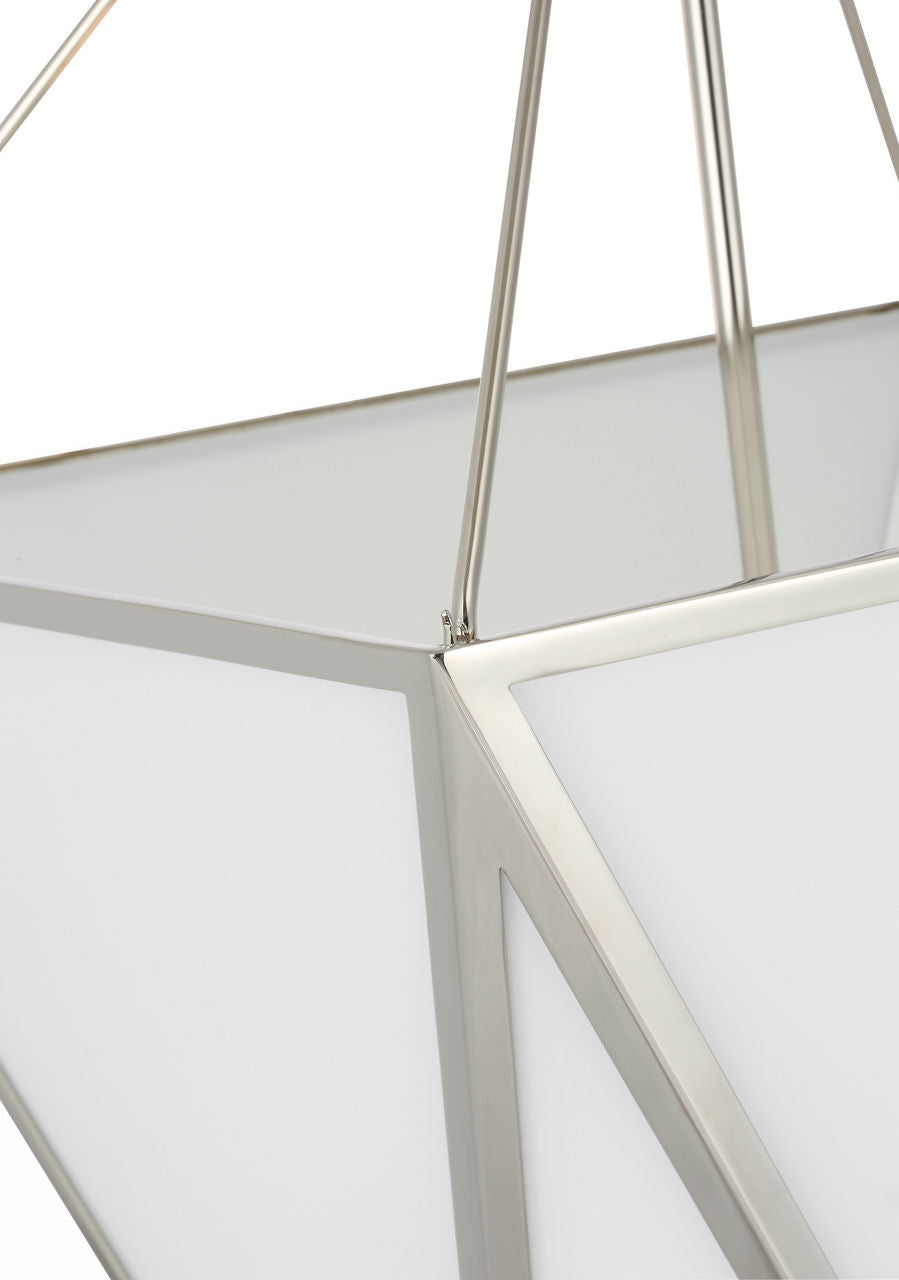 Lorino 17" Tapered Lantern | Polished Nickel | White Glass