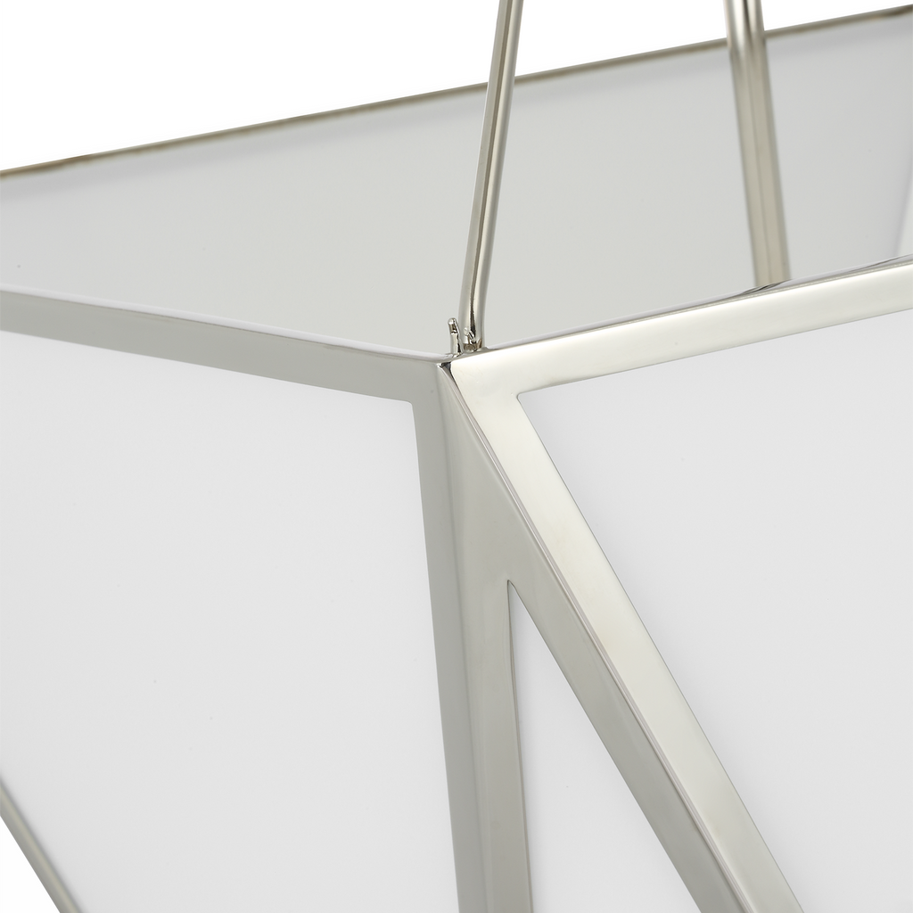 Lorino 17" Tapered Lantern | Polished Nickel | White Glass
