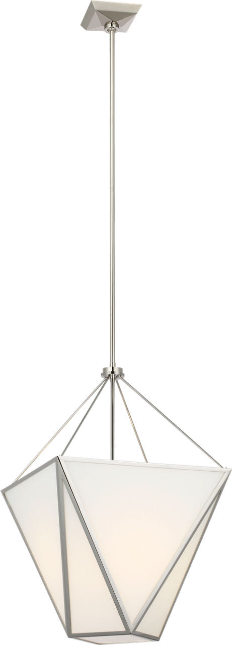 Lorino 17" Tapered Lantern | Polished Nickel | White Glass