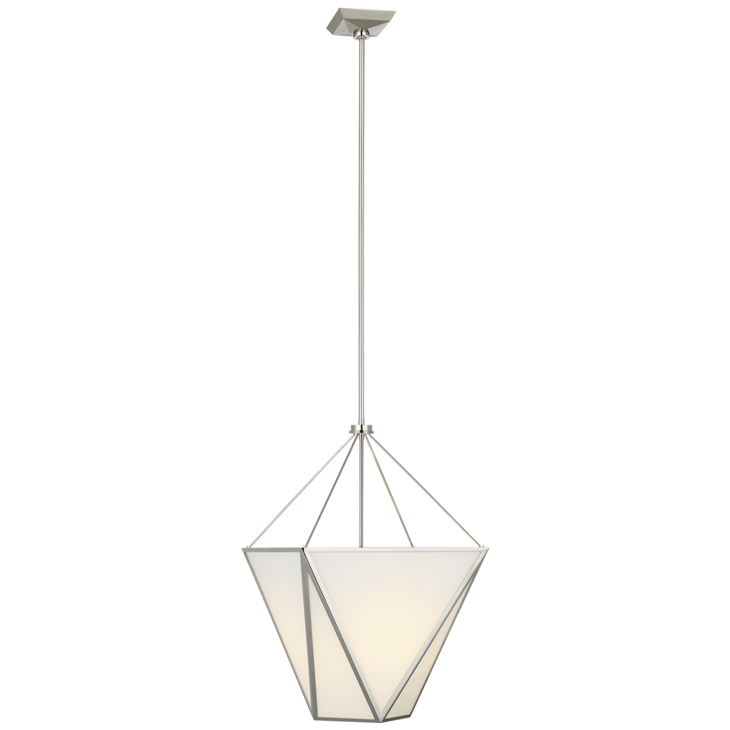 Lorino 17" Tapered Lantern | Polished Nickel | White Glass