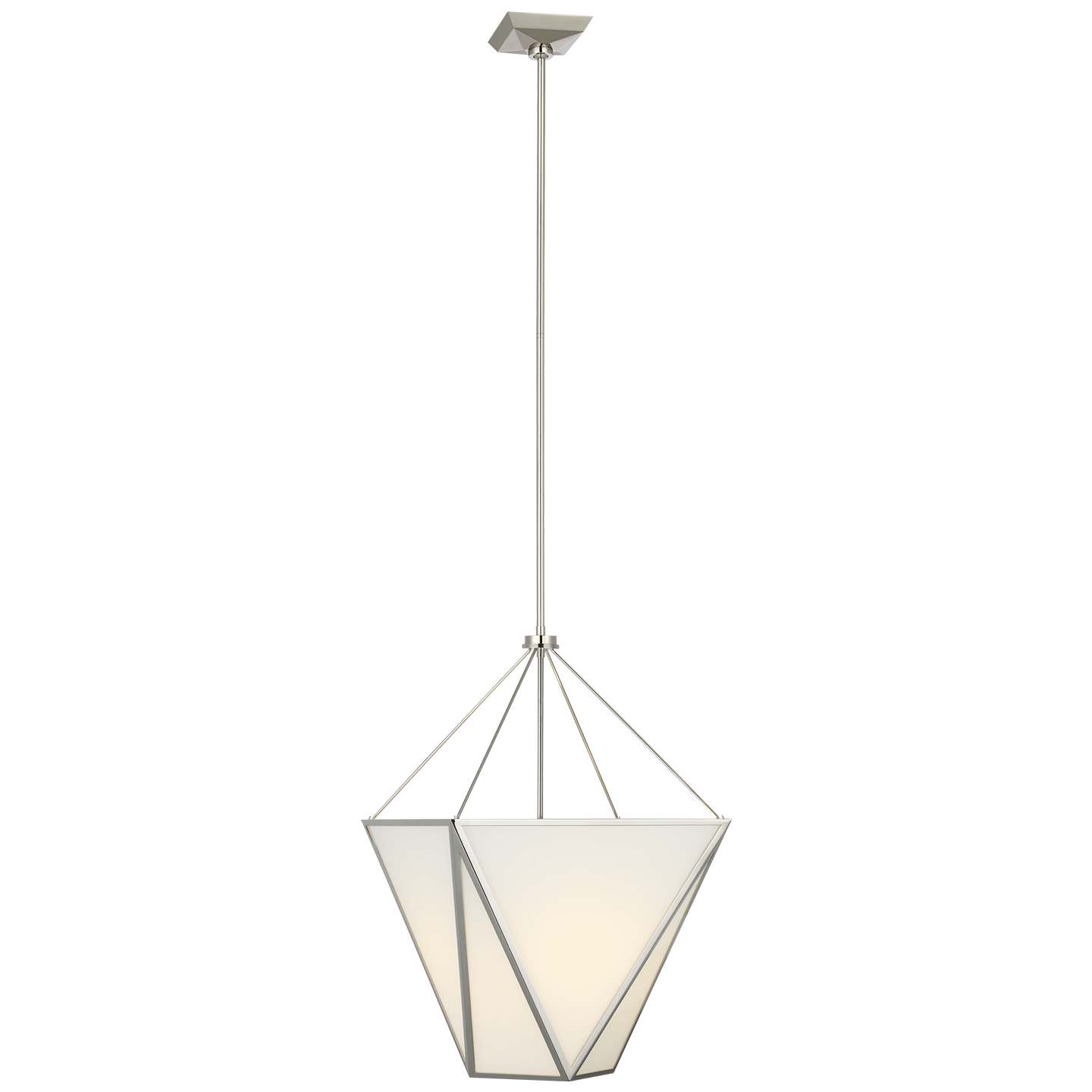 Lorino 17" Tapered Lantern | Polished Nickel | White Glass