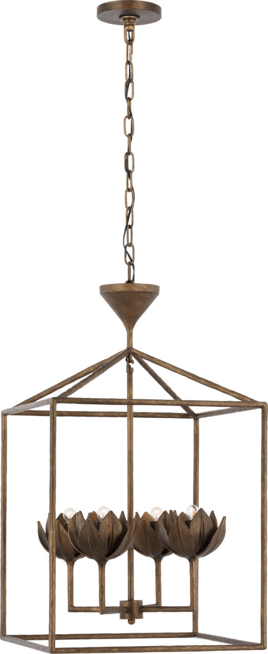 Alberto Medium Open Cage Lantern | Antique Bronze Leaf