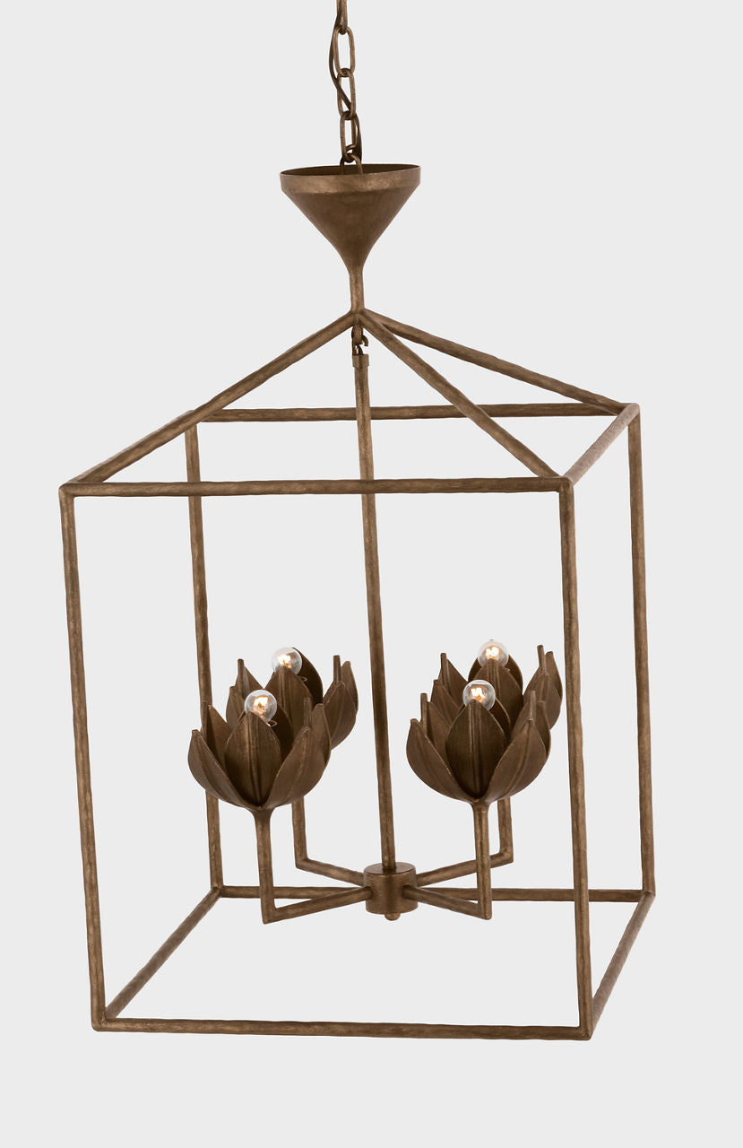 Alberto Medium Open Cage Lantern | Antique Bronze Leaf