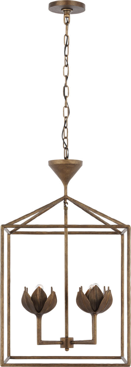 Alberto Medium Open Cage Lantern | Antique Bronze Leaf