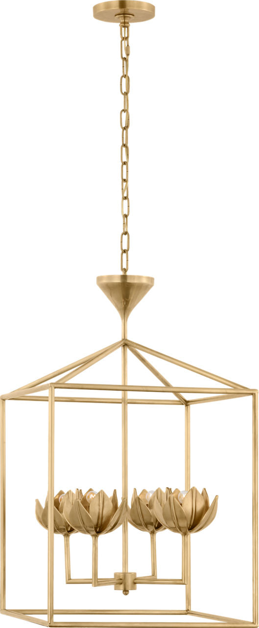 Alberto Medium Open Cage Lantern | Antique-Burnished Brass