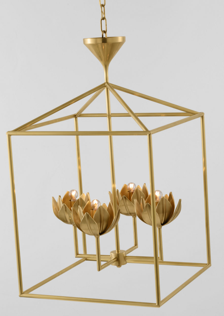Alberto Medium Open Cage Lantern | Antique-Burnished Brass