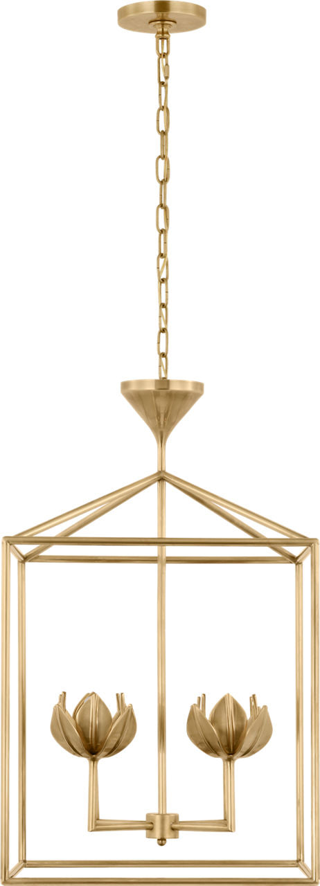 Alberto Medium Open Cage Lantern | Antique-Burnished Brass