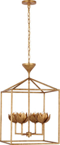 Alberto Medium Open Cage Lantern | Antique Gold Leaf