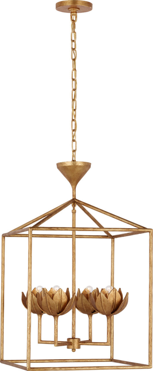 Alberto Medium Open Cage Lantern | Antique Gold Leaf
