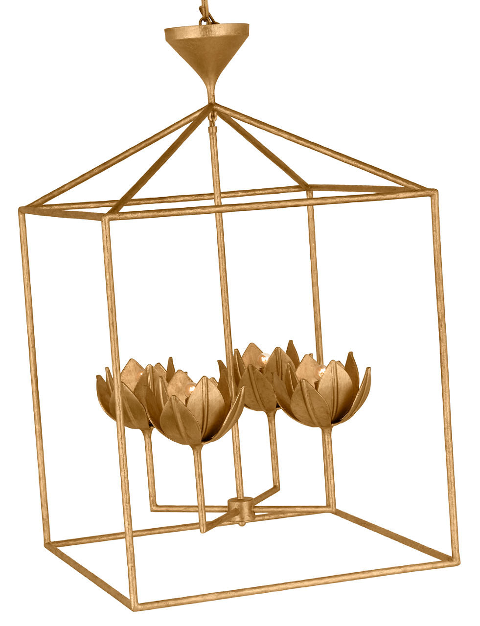 Alberto Large Open Cage Lantern | Antique Gold Leaf