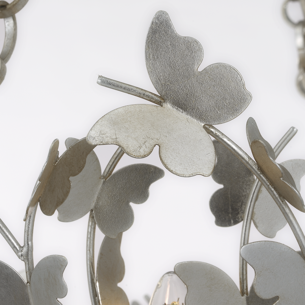 Farfalle 30" Basket Chandelier | Burnished Silver Leaf