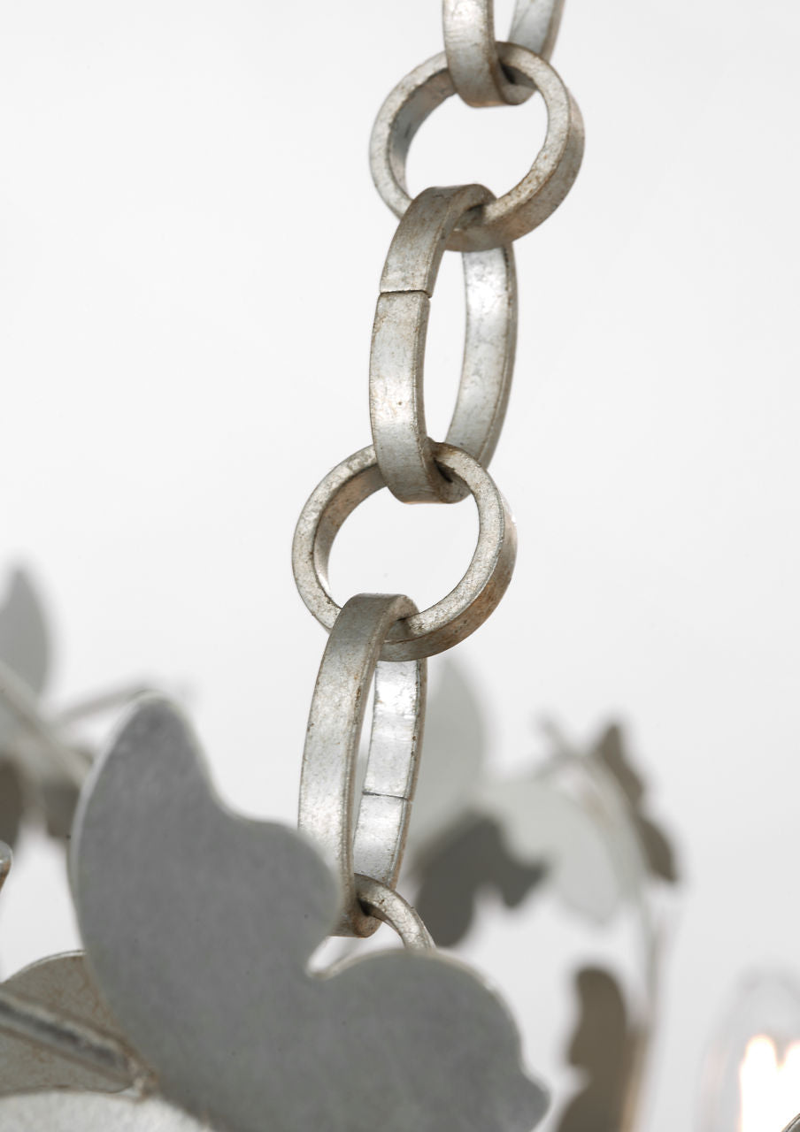 Farfalle 30" Basket Chandelier | Burnished Silver Leaf