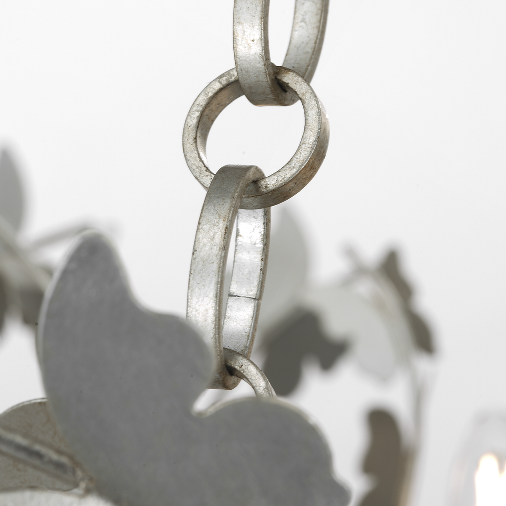 Farfalle 30" Basket Chandelier | Burnished Silver Leaf
