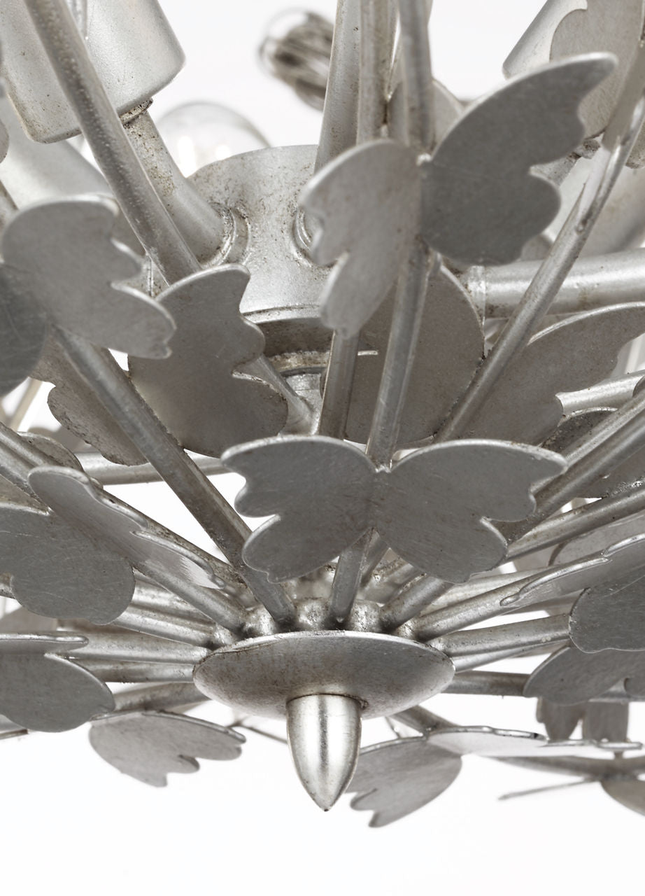 Farfalle 30" Basket Chandelier | Burnished Silver Leaf
