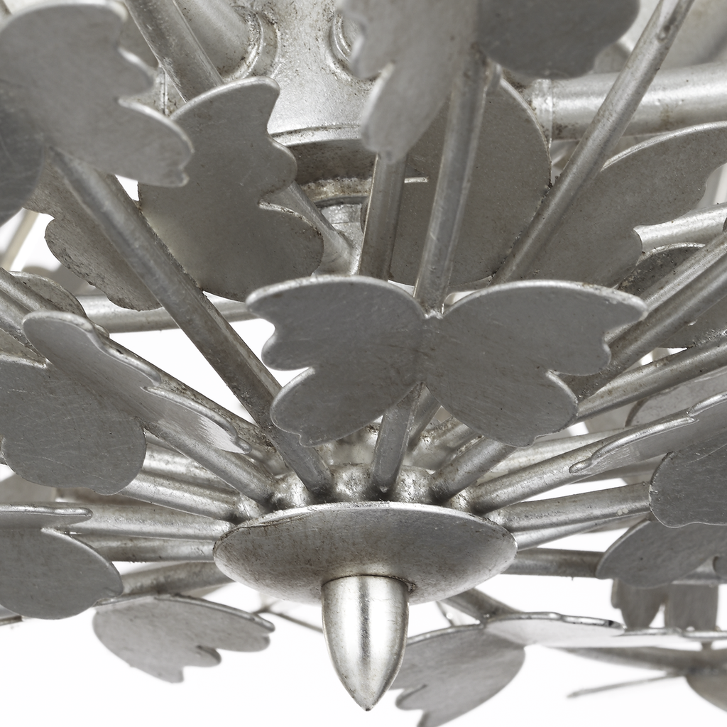 Farfalle 30" Basket Chandelier | Burnished Silver Leaf