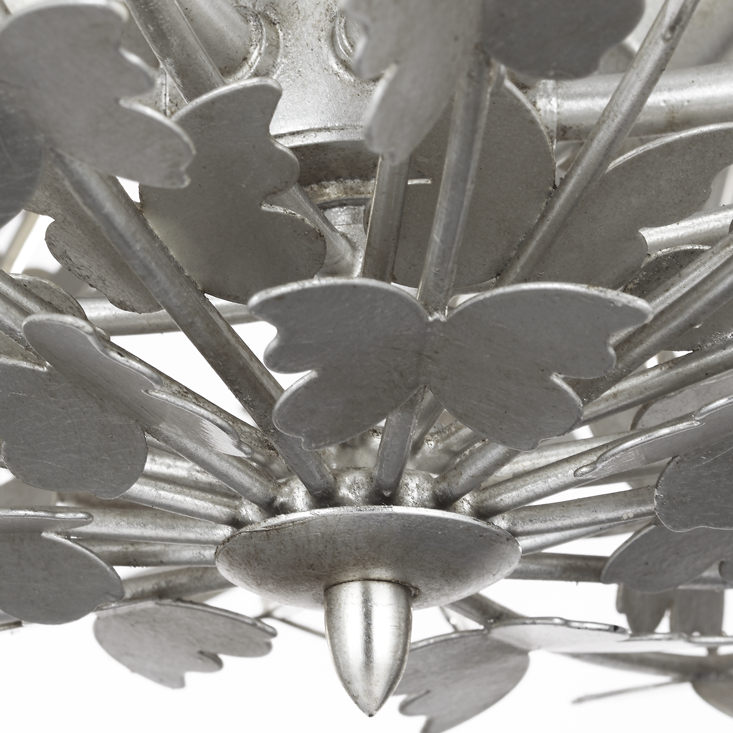 Farfalle 30" Basket Chandelier | Burnished Silver Leaf