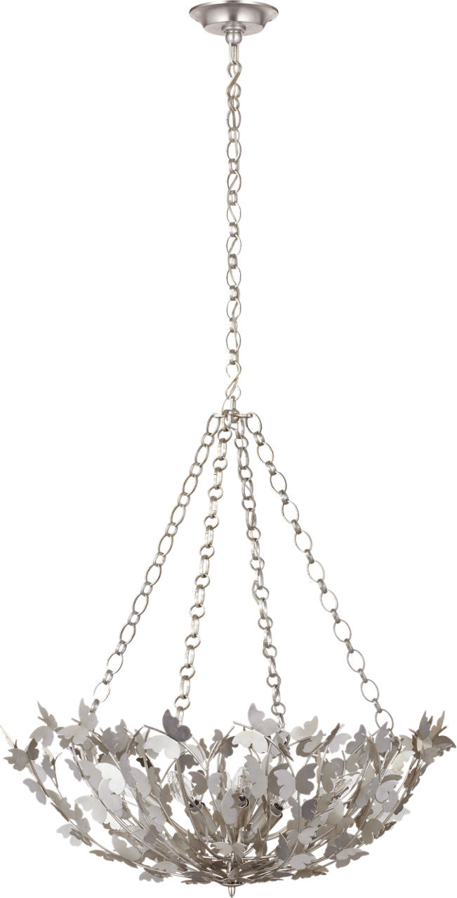 Farfalle 30" Basket Chandelier | Burnished Silver Leaf