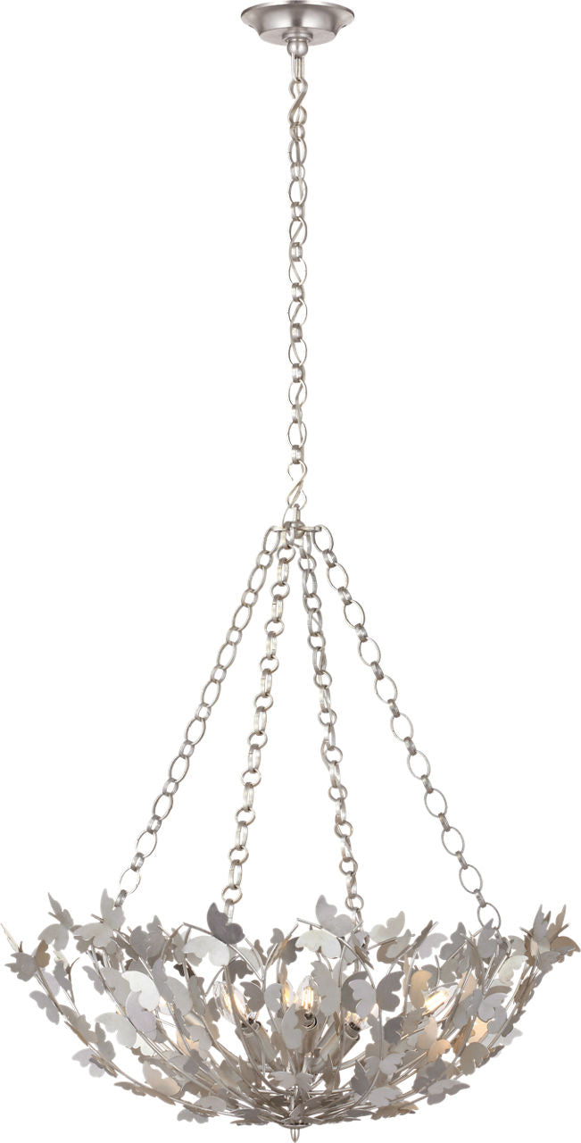 Farfalle 30" Basket Chandelier | Burnished Silver Leaf