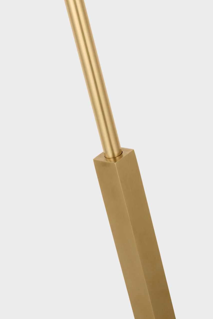 Hackney Cordless Floor Lamp | Hand-Rubbed Antique Brass | Linen Shade