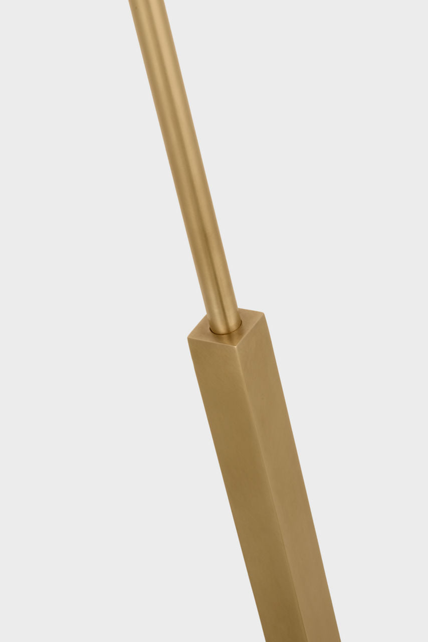 Hackney Cordless Floor Lamp | Hand-Rubbed Antique Brass | Linen Shade