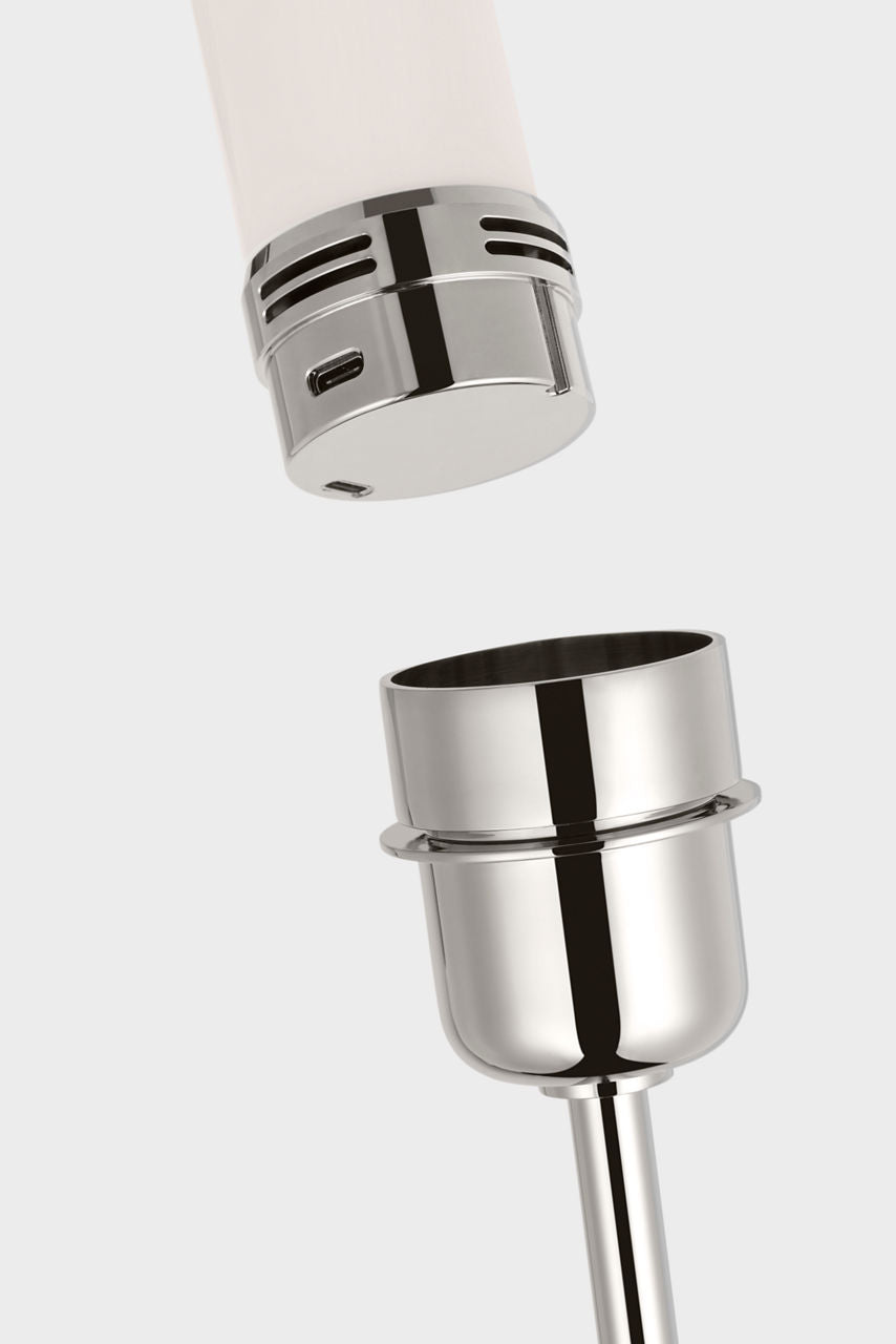 Hackney Cordless Floor Lamp | Polished Nickel | Linen Shade