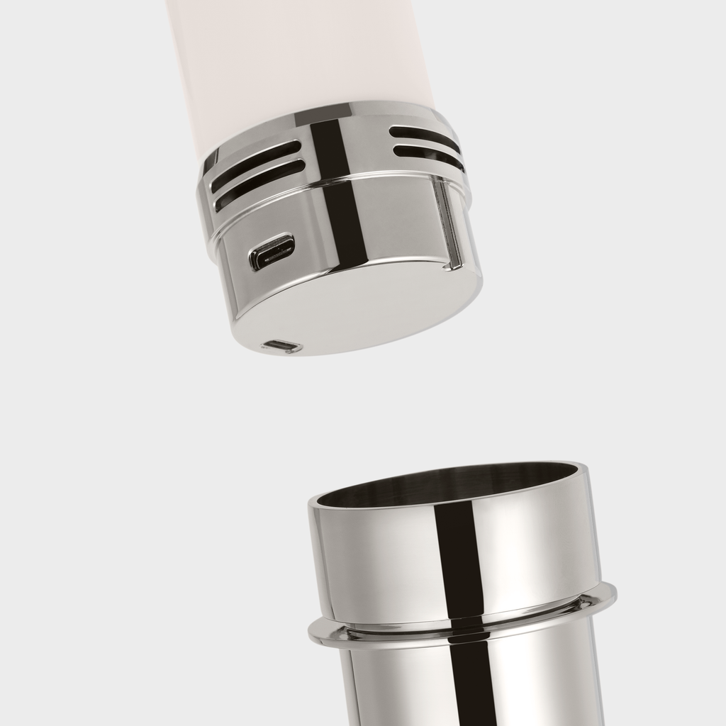 Hackney Cordless Floor Lamp | Polished Nickel | Linen Shade