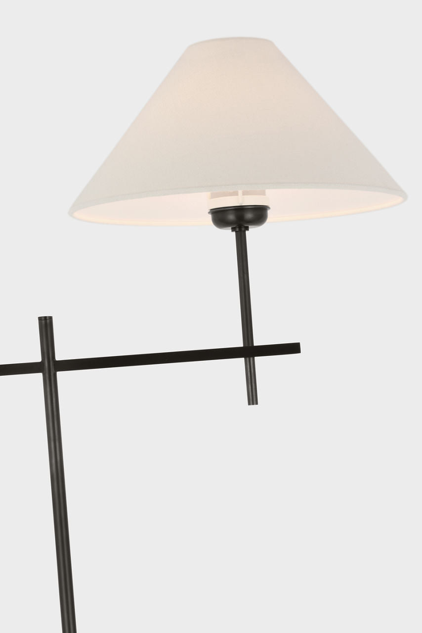 Hackney Cordless Bridge Arm Floor Lamp | Bronze | Linen Shade