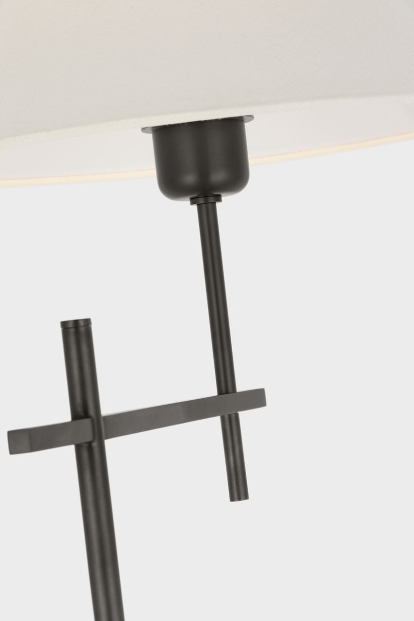 Hackney Cordless Bridge Arm Floor Lamp | Bronze | Linen Shade
