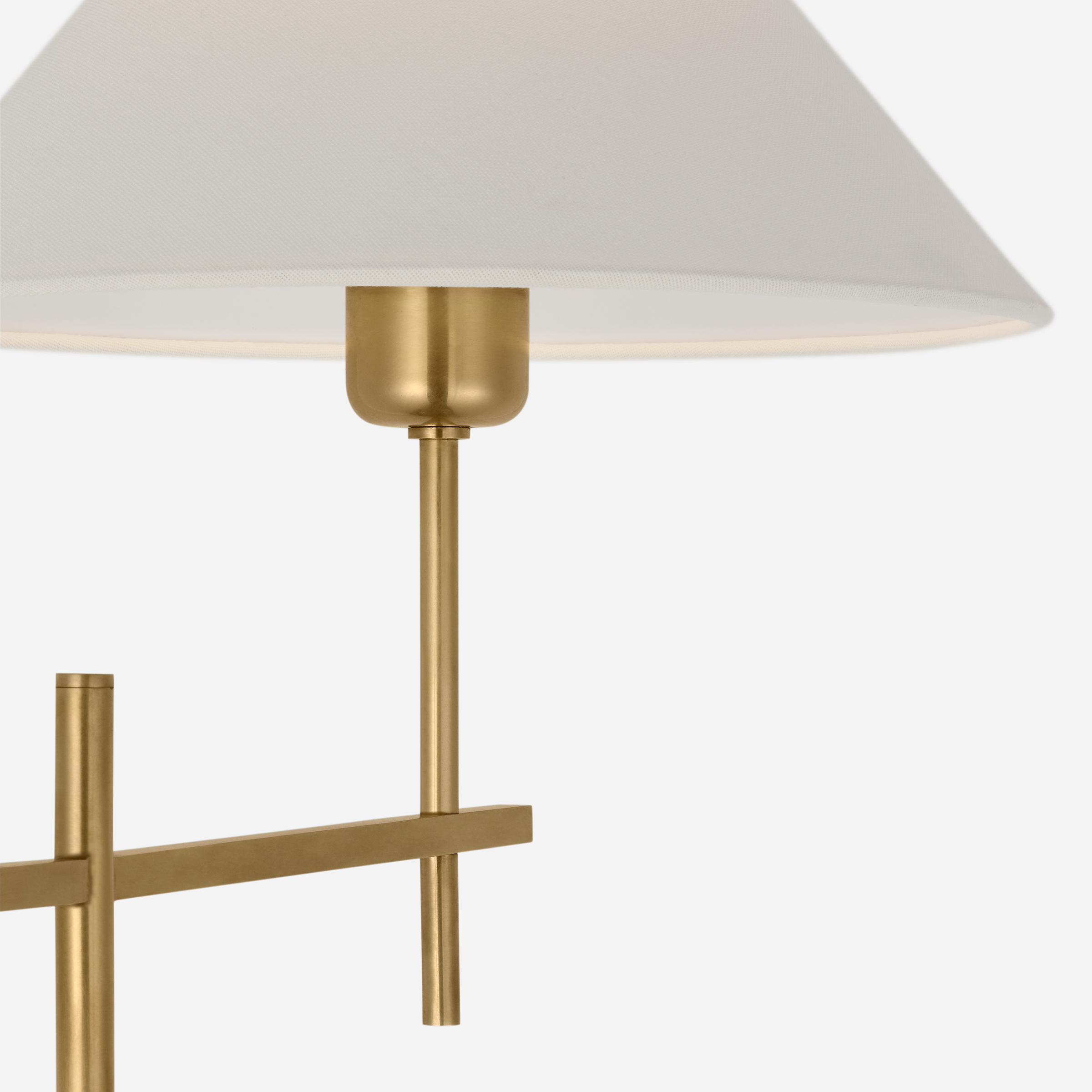 Hackney Cordless Bridge Arm Floor Lamp | Hand-Rubbed Antique Brass | Linen Shade