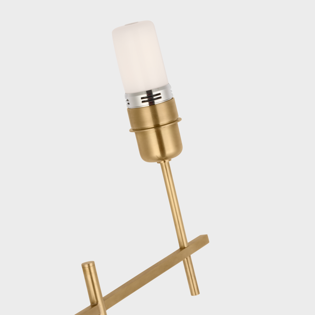 Hackney Cordless Bridge Arm Floor Lamp | Hand-Rubbed Antique Brass | Linen Shade