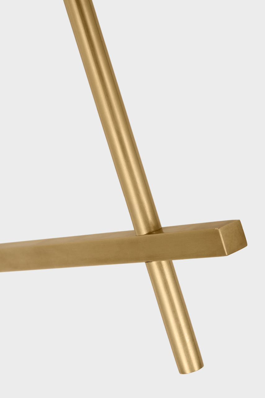 Hackney Cordless Bridge Arm Floor Lamp | Hand-Rubbed Antique Brass | Linen Shade