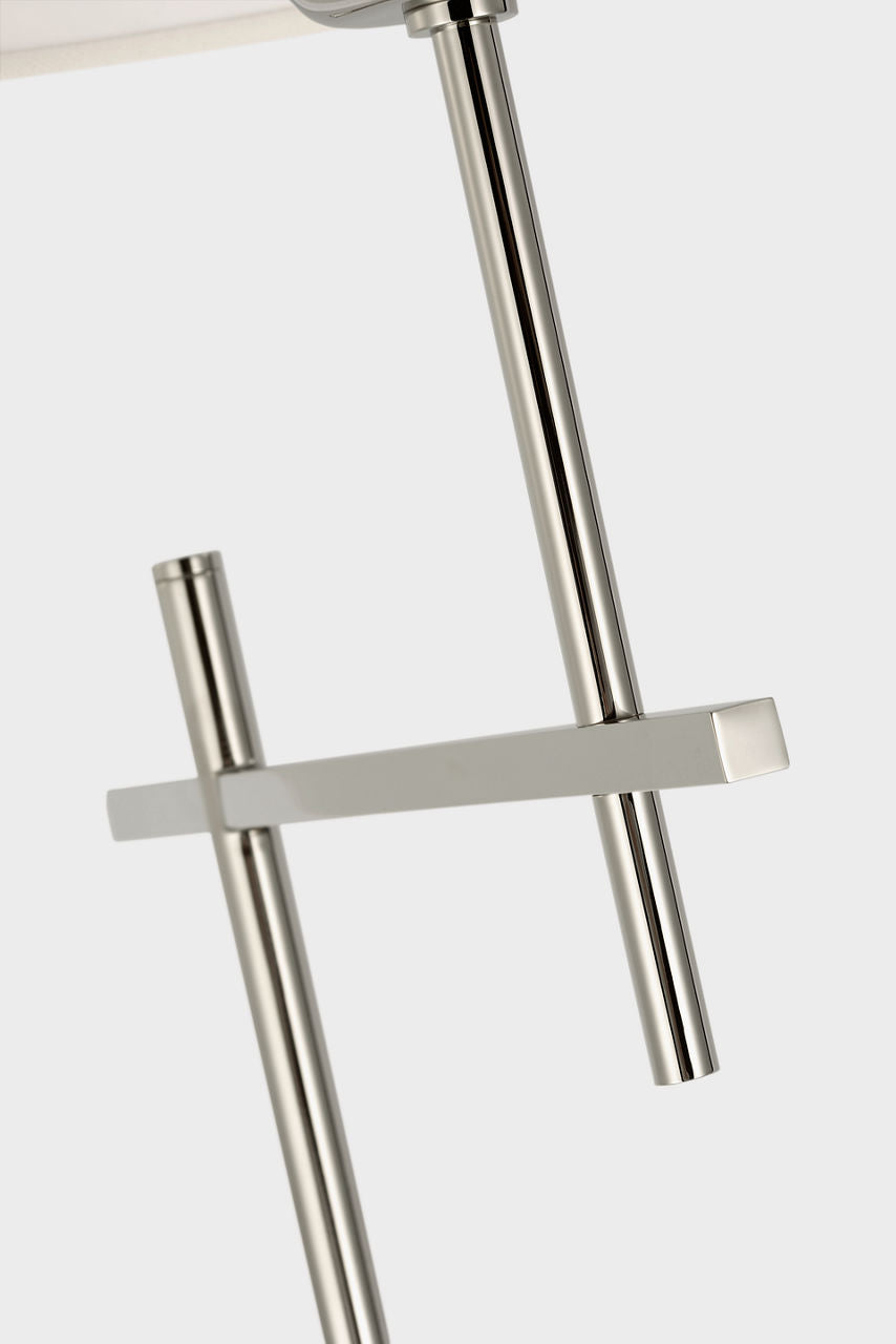 Hackney Cordless Bridge Arm Floor Lamp | Polished Nickel | Linen Shade