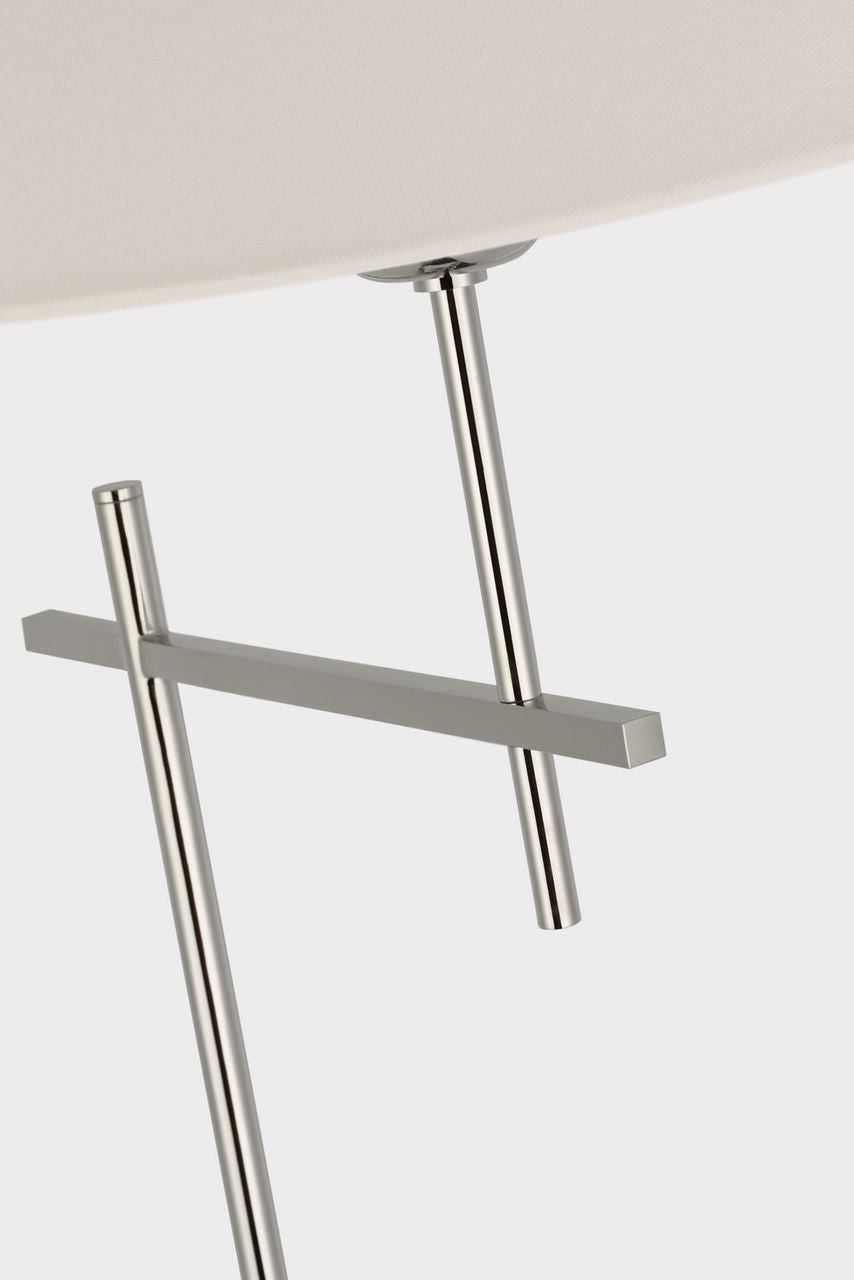 Hackney Cordless Bridge Arm Floor Lamp | Polished Nickel | Linen Shade