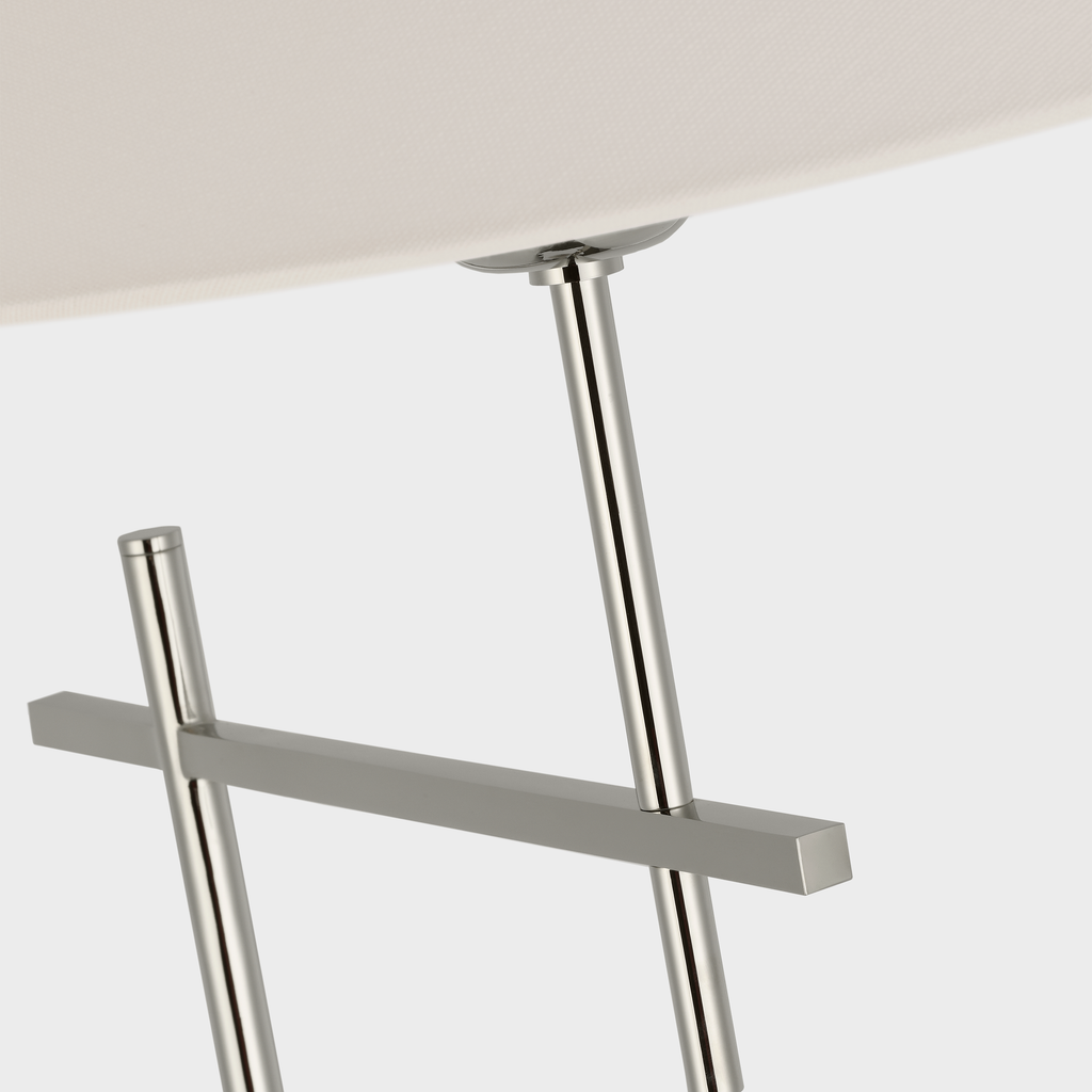 Hackney Cordless Bridge Arm Floor Lamp | Polished Nickel | Linen Shade