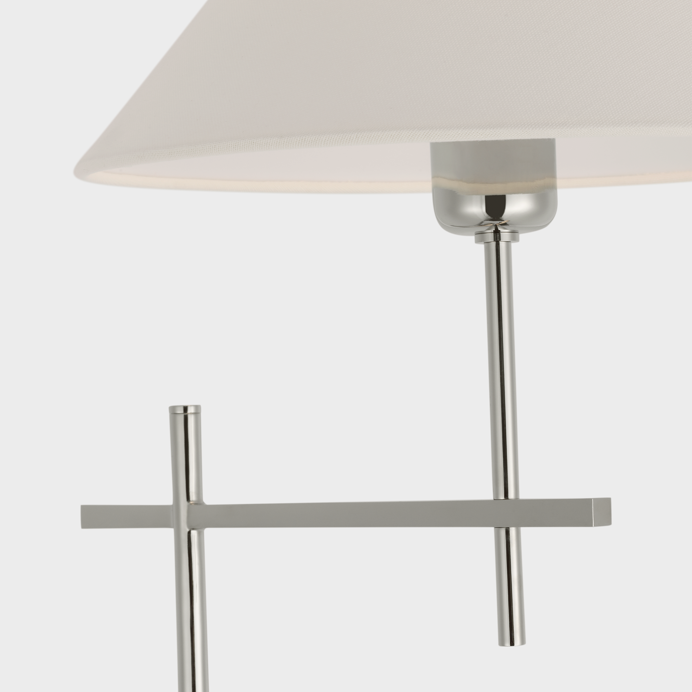 Hackney Cordless Bridge Arm Floor Lamp | Polished Nickel | Linen Shade