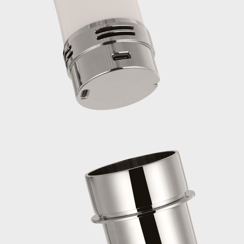 Hackney Cordless Bridge Arm Floor Lamp | Polished Nickel | Linen Shade