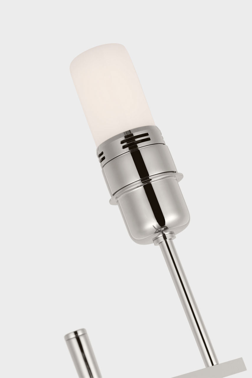 Hackney Cordless Bridge Arm Floor Lamp | Polished Nickel | Linen Shade