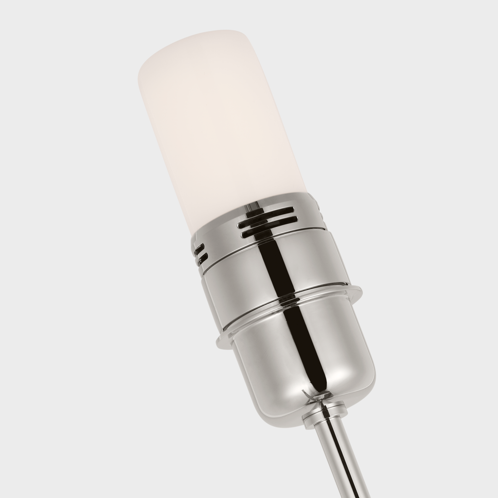 Hackney Cordless Bridge Arm Floor Lamp | Polished Nickel | Linen Shade