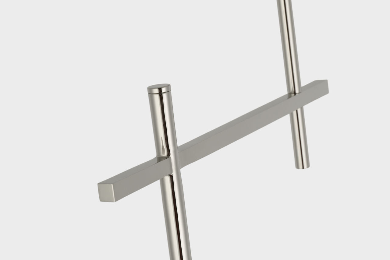 Hackney Cordless Bridge Arm Floor Lamp | Polished Nickel | Linen Shade