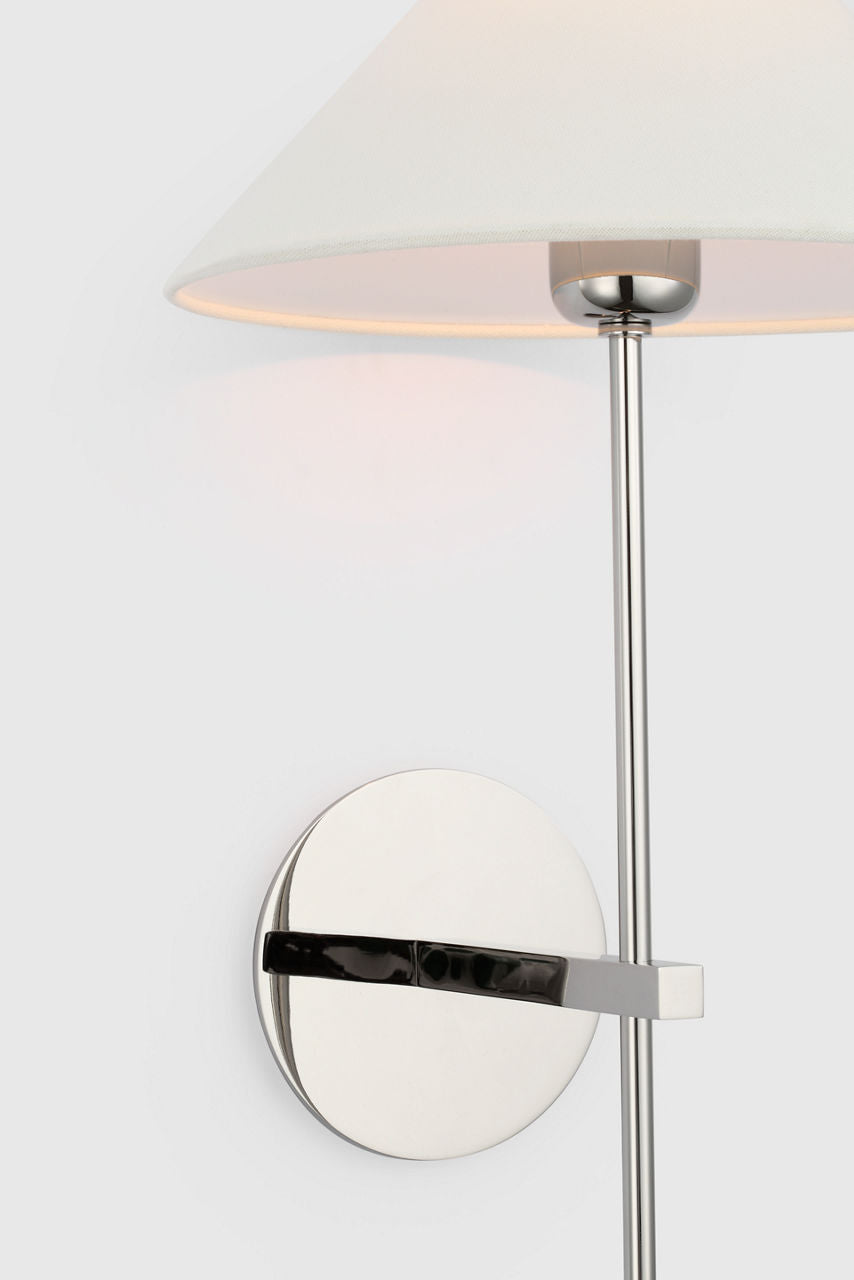 Hackney 25" Tail Sconce | Polished Nickel | Linen Shade