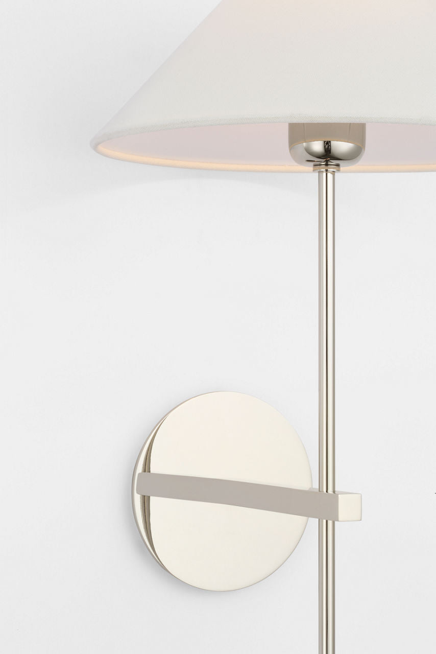 Hackney 25" Tail Sconce | Polished Nickel | Linen Shade
