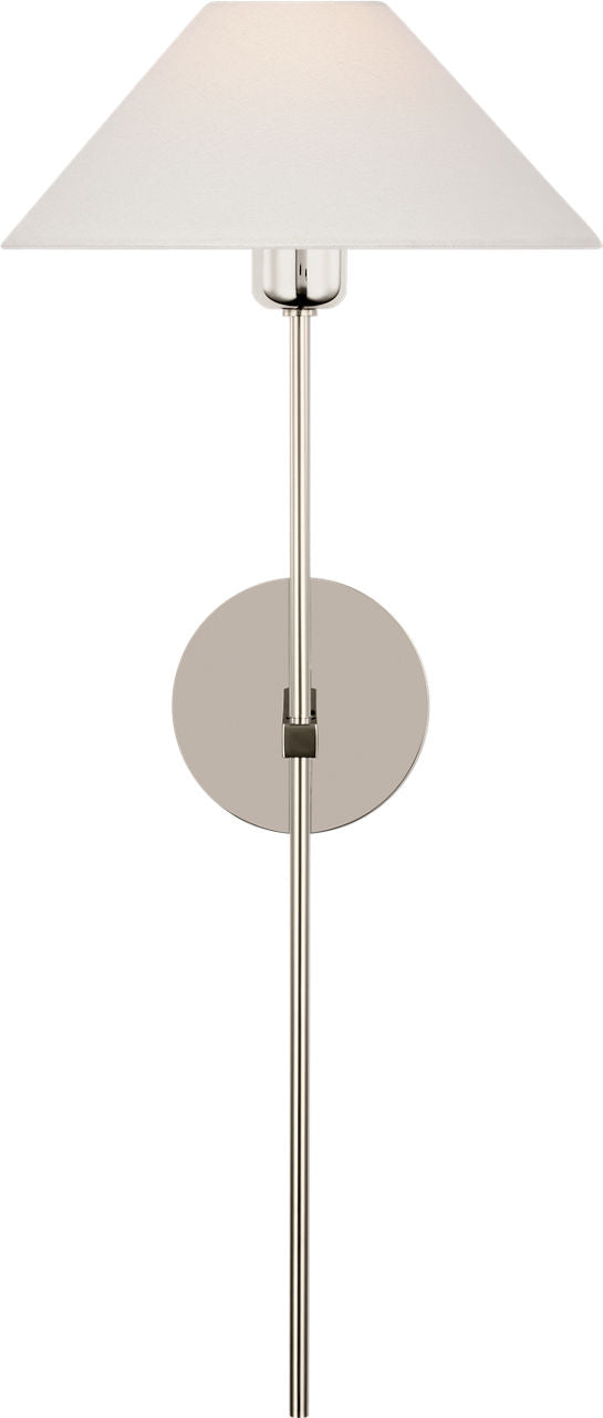 Hackney 25" Tail Sconce | Polished Nickel | Linen Shade