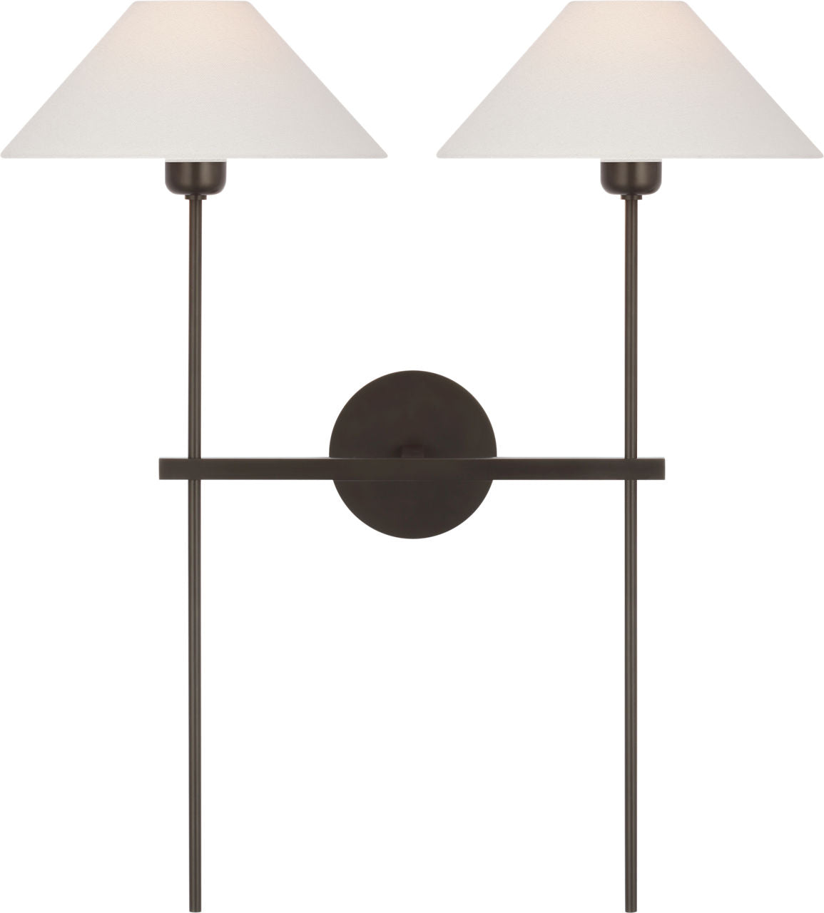 Hackney 25" Double Tail Sconce | Bronze | Linen Shades